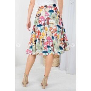 L.A. SOUL Retro Colorful Mushroom Print A Line Boho Hippie Skirt Womens Sz L